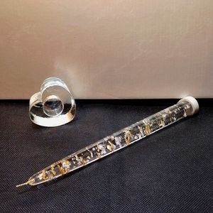 Vintage Lucite Acrylic Decorative Use Candle 8in Silver Gold Fleck & Heart Glass
